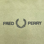 FRED PERRY M2644 Logo Crew Neck Sweatshirt Olive Size S Embroidered Logo