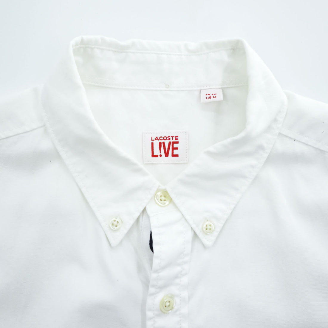 LACOSTE 長袖オックスフォード ボタンダウンシャツ M ホワイト CH5922
