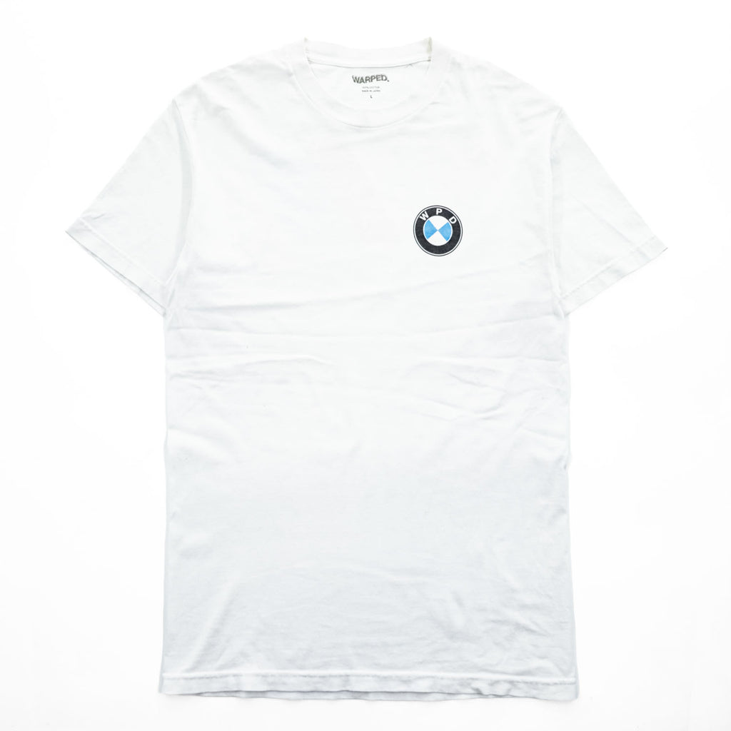 WARPED × MIN-NANO 日本製 Tシャツ L ホワイト BMWパロディ プリント