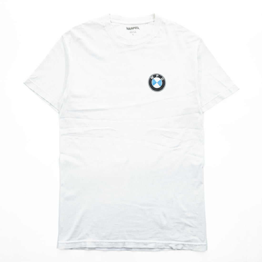 WARPED × MIN-NANO 日本製 Tシャツ L ホワイト BMWパロディ プリント
