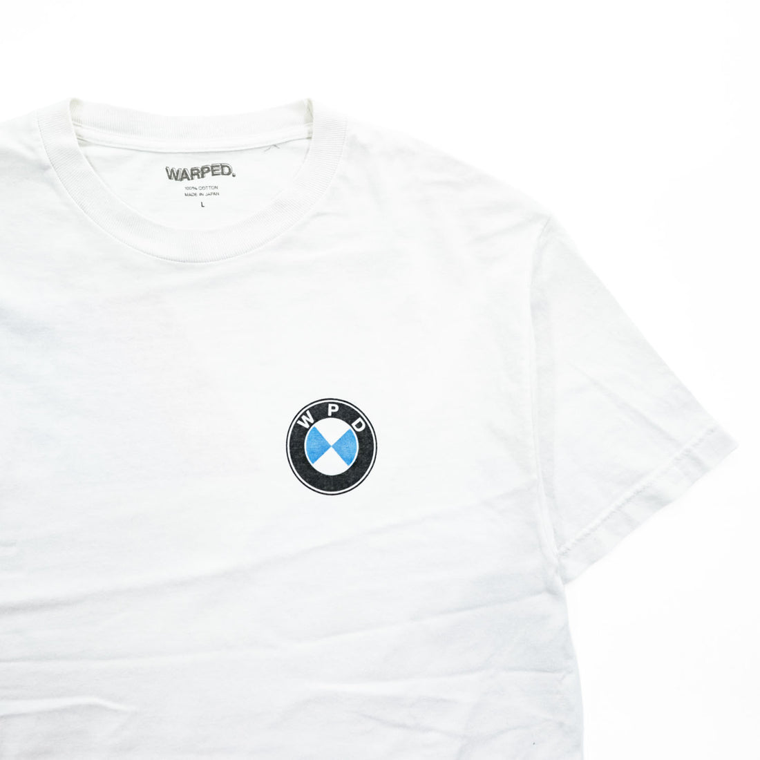 WARPED × MIN-NANO 日本製 Tシャツ L ホワイト BMWパロディ プリント