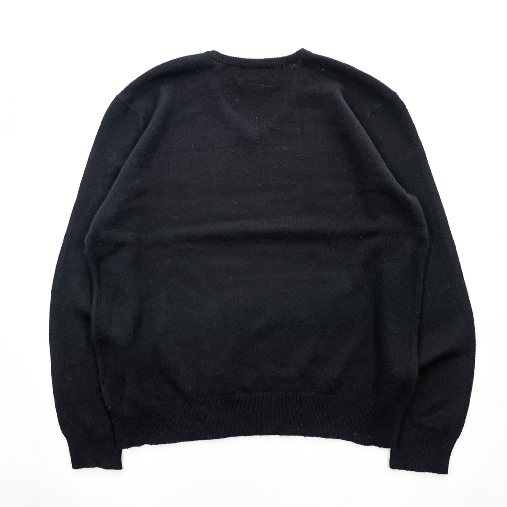 Polo Ralph Lauren 90年代 ヴィンテージ ラムウール Vネック ニット セーター XL ブラック ポニー刺繍 羊毛