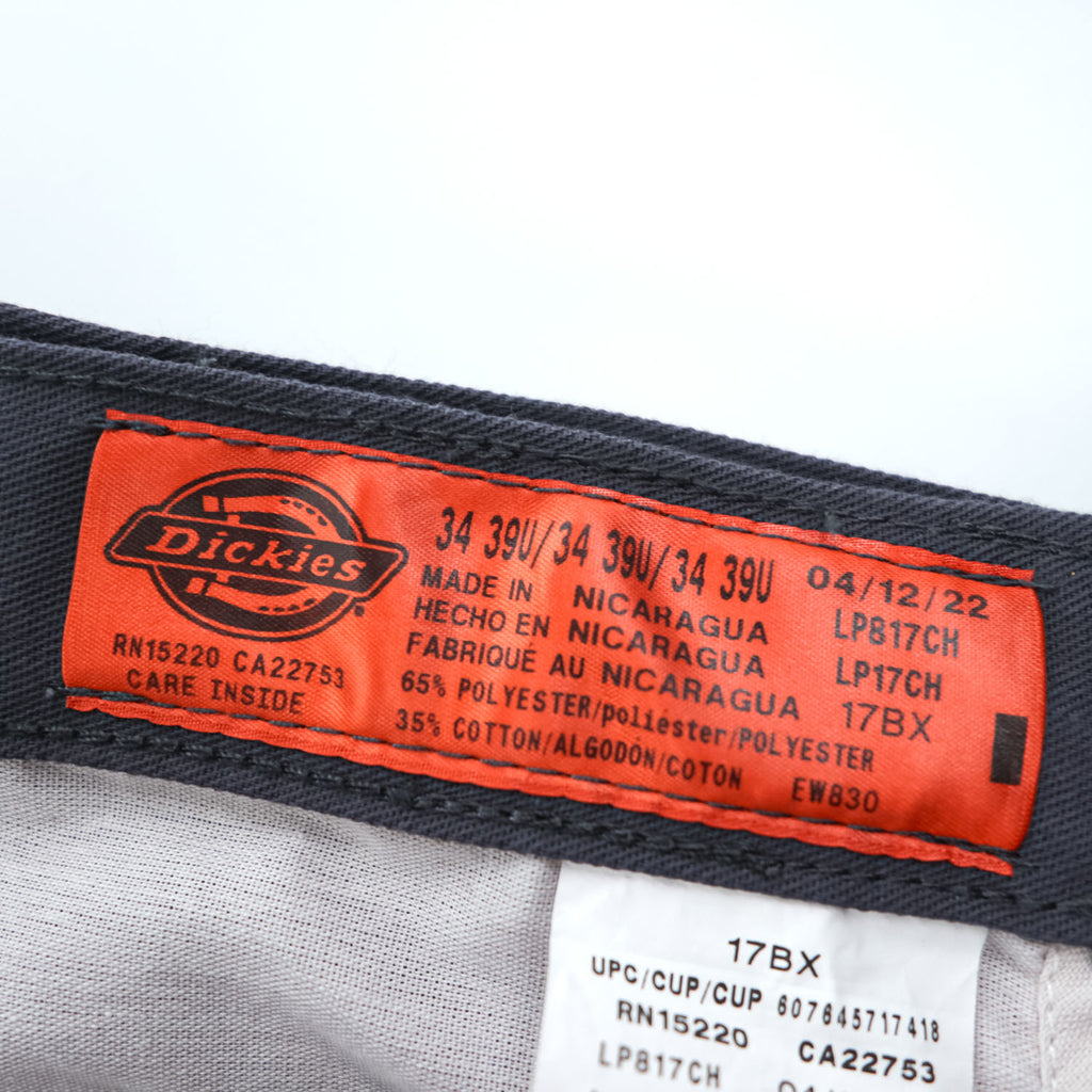 Dickies ワイド ストレートワークパンツ 34×30 グレー インダストリアル フラットフロント コンフォートウエストパンツ LP817CH