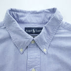Ralph Lauren 90年代 ヴィンテージ 長袖 オックスフォードシャツ XL ブルー CUSTOM FIT ビッグポニー ボタンダウン