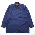 RED KAP 長袖 ワークシャツ L ネイビー ボックスシルエット ダブル フラップ 胸ポケット ST52NV5
