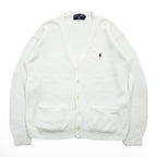 POLO SPORT RALPH LAUREN 90年代 ヴィンテージ Vネック ニット カーディガン M ホワイト スモールポニー ロゴ 刺繍