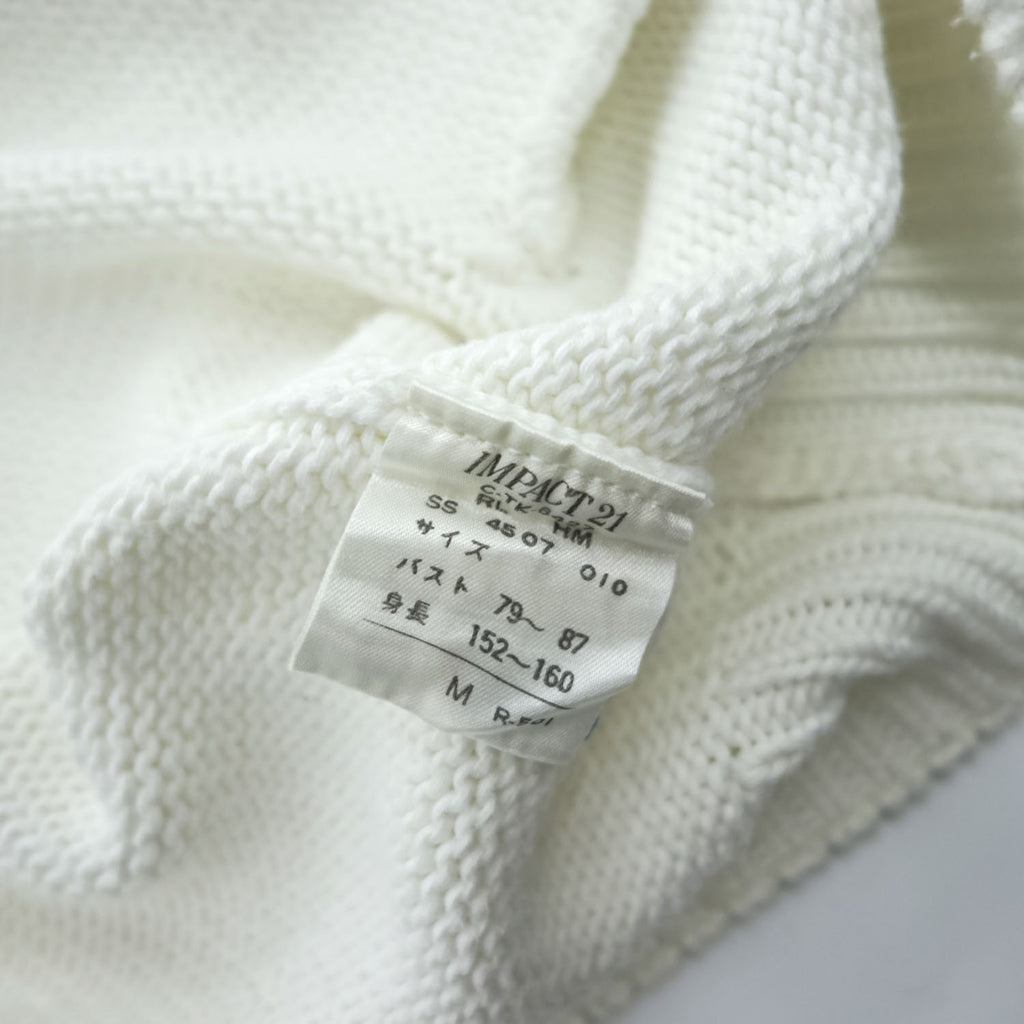 POLO SPORT RALPH LAUREN 90年代 ヴィンテージ Vネック ニット カーディガン M ホワイト スモールポニー ロゴ 刺繍
