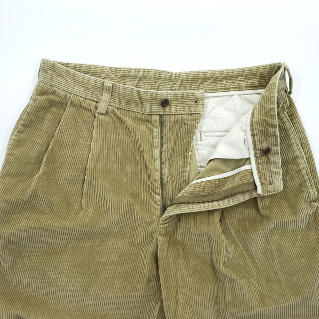 Brooks Brothers 2タック ワイド コーデュロイパンツ L W33/L30 ベージュ プリーツ 太畝