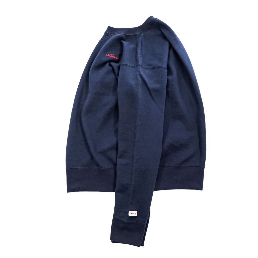 Levi's RED TAB 前V クルーネック スウェット トレーナー L ネイビー 裏起毛 ワンポイントロゴ