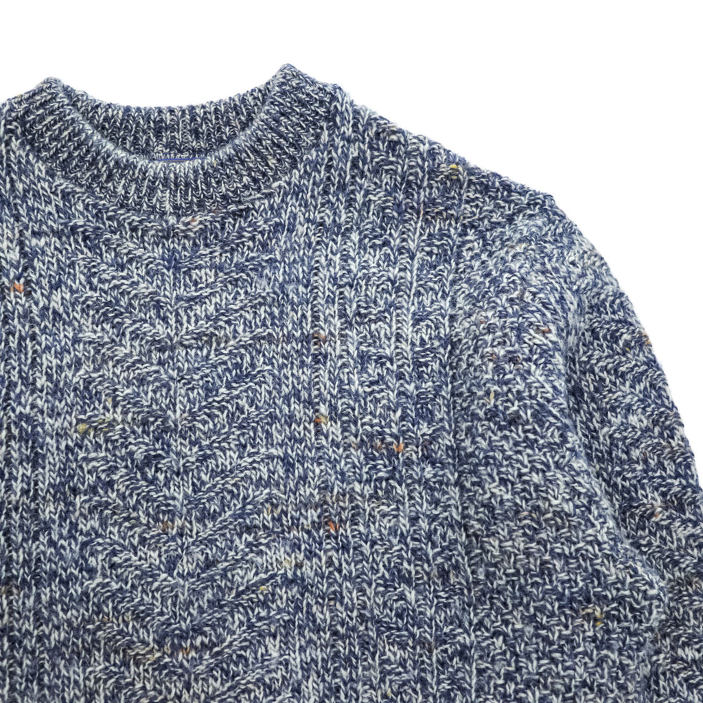 PENDLETON 70年代 USA製 ヴィンテージ ケーブルニット セーター L ネイビー ホワイト ミックス フィッシャーマン