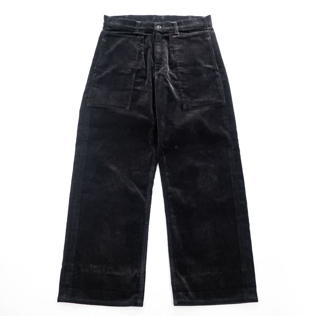TUKI 日本製 ワイド コーデュロイ ワークパンツ M ブラック 太畝 0086 PATCHED WORK PANTS