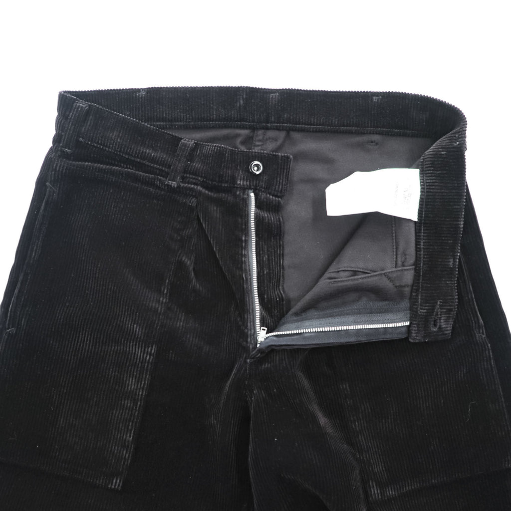 TUKI 日本製 ワイド コーデュロイ ワークパンツ M ブラック 太畝 0086 PATCHED WORK PANTS