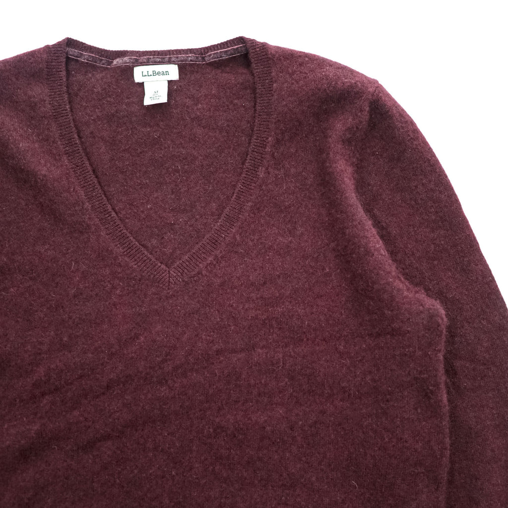 L.L.Bean カシミヤ100% Vネックニット セーター M ボルドー 501184