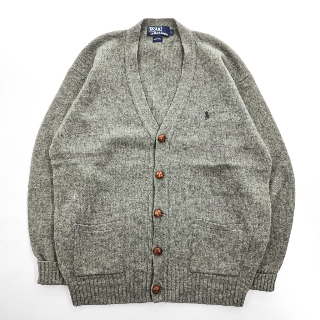 Polo Ralph Lauren 90年代 ヴィンテージ Vネック ニット カーディガン L スモールポニー ロゴ 刺繍
