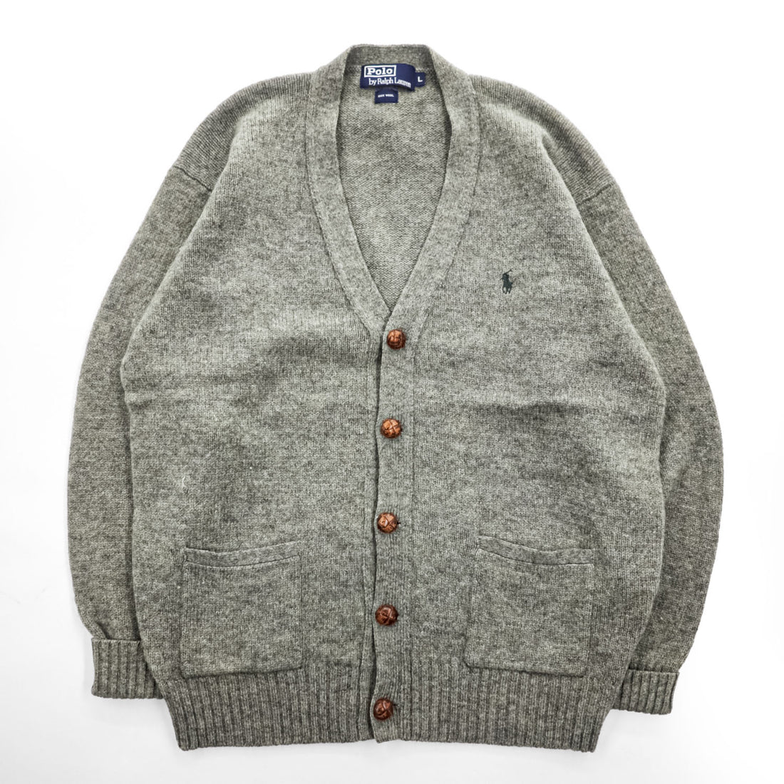 Polo Ralph Lauren 90年代 ヴィンテージ Vネック ニット カーディガン L スモールポニー ロゴ 刺繍