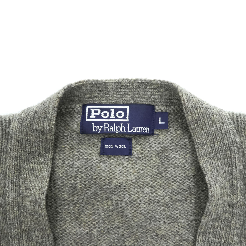Polo Ralph Lauren 90年代 ヴィンテージ Vネック ニット カーディガン L スモールポニー ロゴ 刺繍