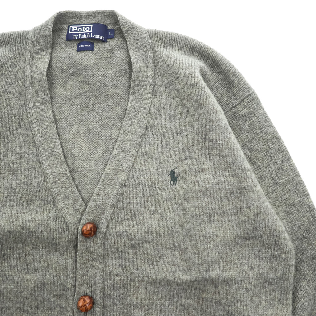 Polo Ralph Lauren 90年代 ヴィンテージ Vネック ニット カーディガン L スモールポニー ロゴ 刺繍