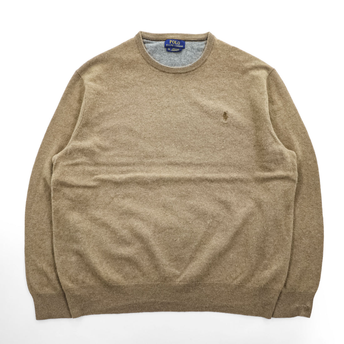 Polo Ralph Lauren メリノウール ニット セーター XXL ベージュ ビッグサイズ ポニー刺繍 羊毛 ITALIAN YARN