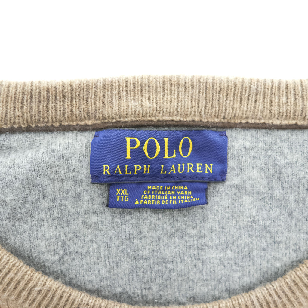 Polo Ralph Lauren メリノウール ニット セーター XXL ベージュ ビッグサイズ ポニー刺繍 羊毛 ITALIAN YARN