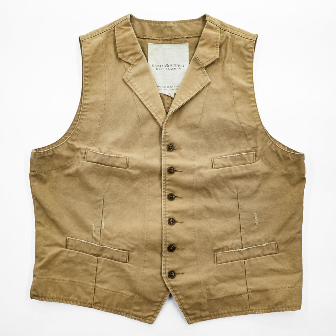 DENIM & SUPPLY RALPH LAUREN テーラードベスト ジレ L キャンバス シンチバック コットン