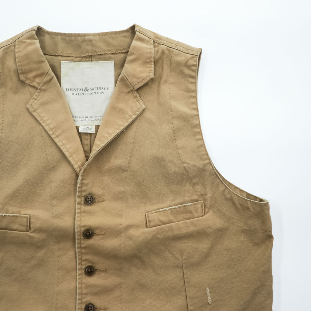 DENIM & SUPPLY RALPH LAUREN テーラードベスト ジレ L キャンバス シンチバック コットン