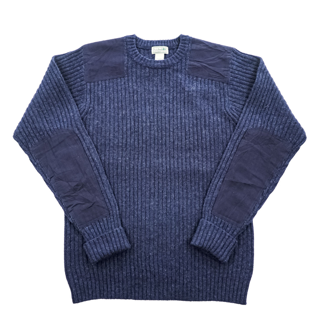 L.L.Bean コマンドセーター メリノラムウール L ネイビー エルボーパッチ 228194