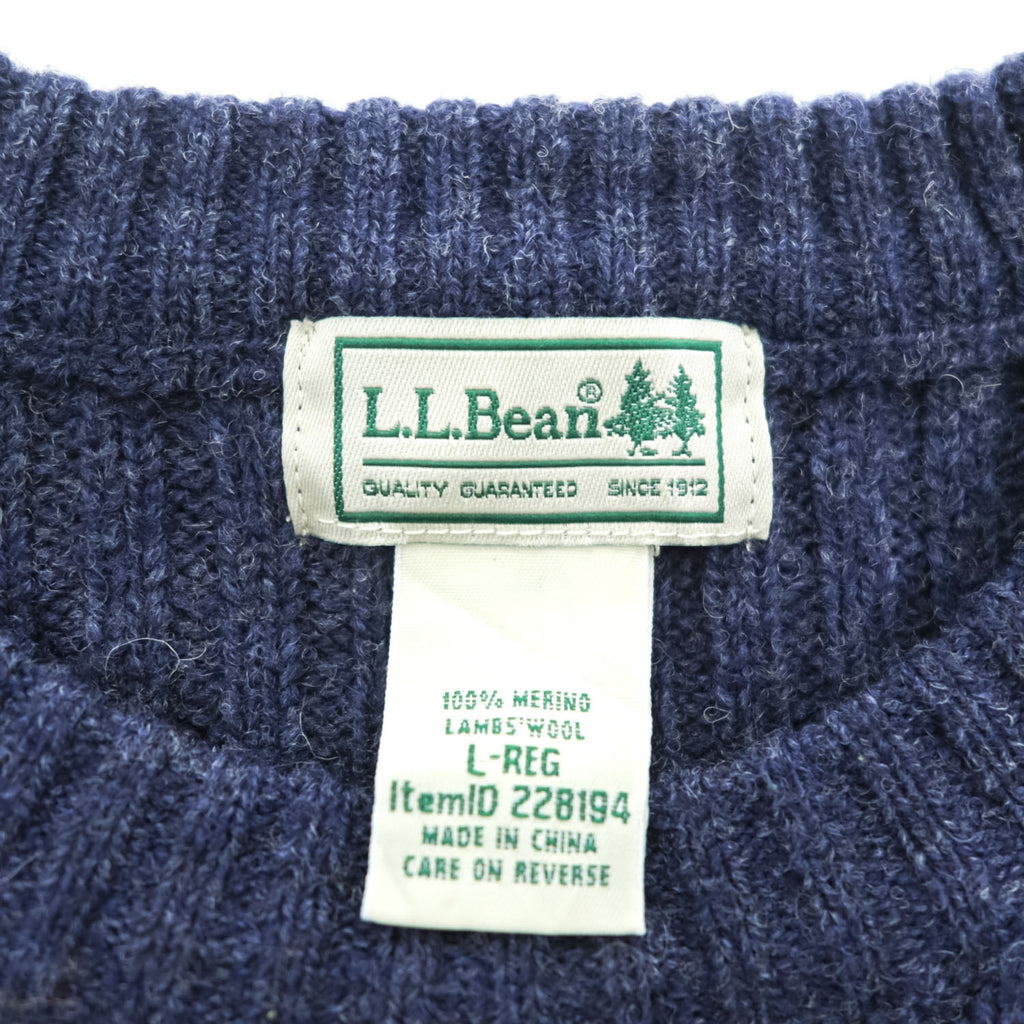 L.L.Bean コマンドセーター メリノラムウール L ネイビー エルボーパッチ 228194