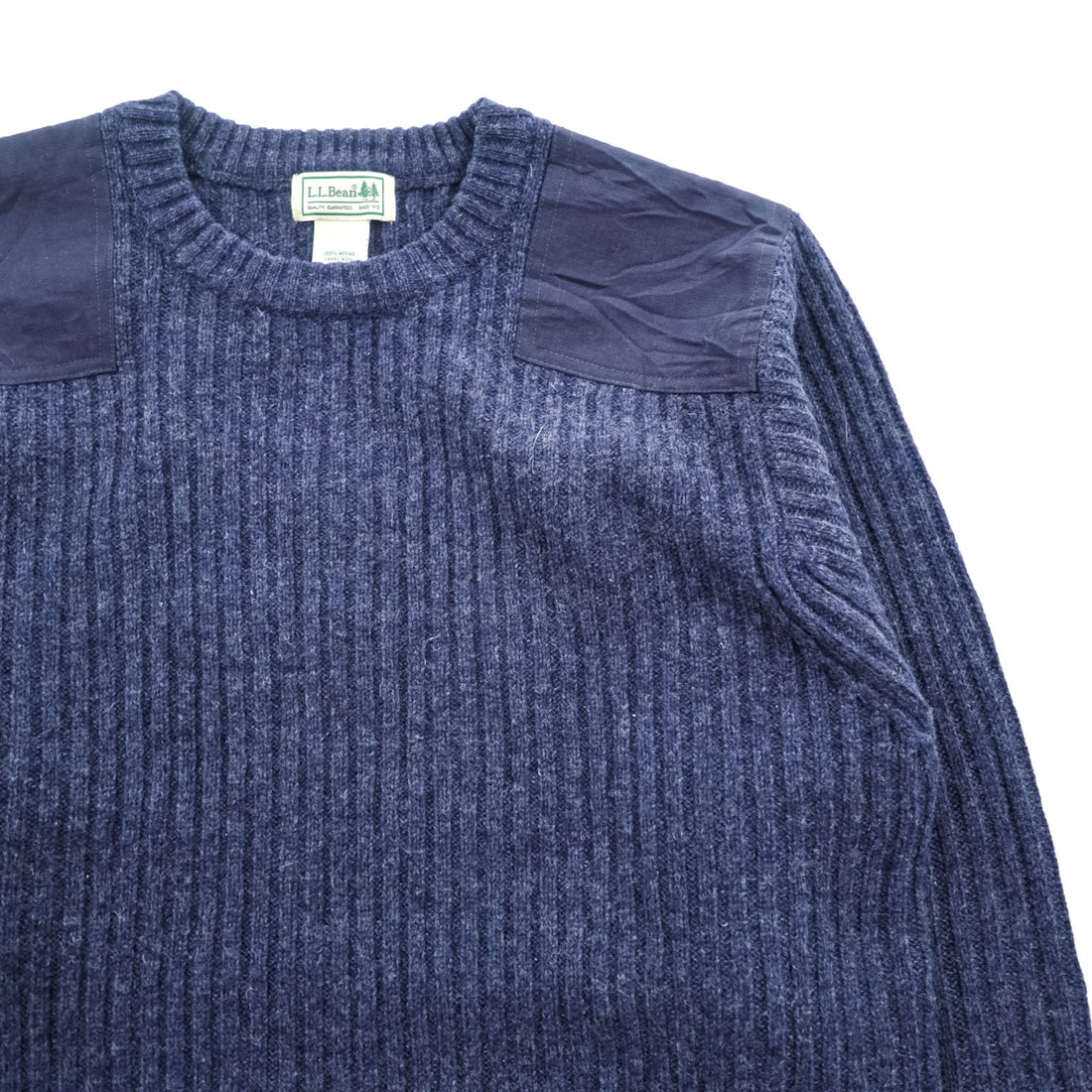 L.L.Bean コマンドセーター メリノラムウール L ネイビー エルボーパッチ 228194