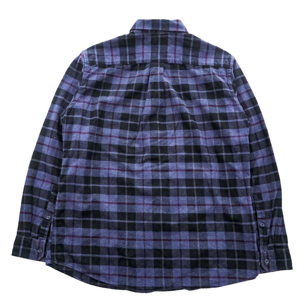 Eddie Bauer 長袖 チェックシャツ M ネイビー RELAXED FIT ボタンダウン