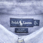 Ralph Lauren 長袖 ボタンダウンシャツ BLAKE ヘリンボーン L ブルー スモールポニー ロゴ 刺繍