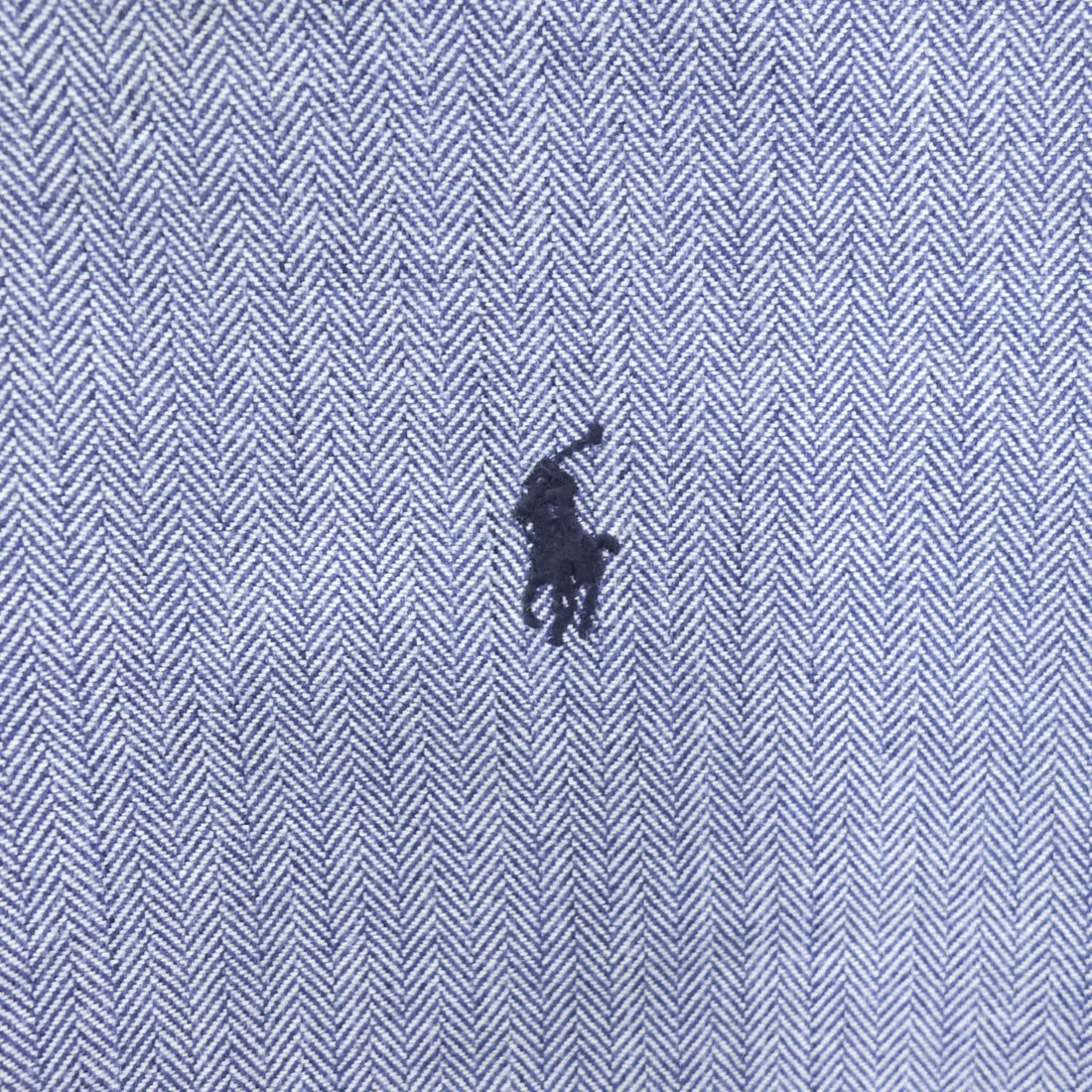 Ralph Lauren 長袖 ボタンダウンシャツ BLAKE ヘリンボーン L ブルー スモールポニー ロゴ 刺繍