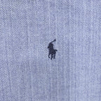 Ralph Lauren 長袖 ボタンダウンシャツ BLAKE ヘリンボーン L ブルー スモールポニー ロゴ 刺繍