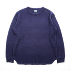 DENIME サーマル ワッフル カットソー 長袖 ロングスリーブ Tシャツ ロンT L ネイビー DRY STUFF  ラウンドカット