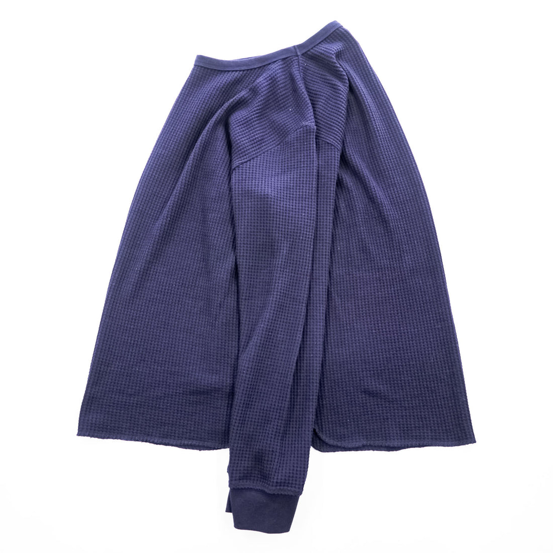 DENIME サーマル ワッフル カットソー 長袖 ロングスリーブ Tシャツ ロンT L ネイビー DRY STUFF  ラウンドカット