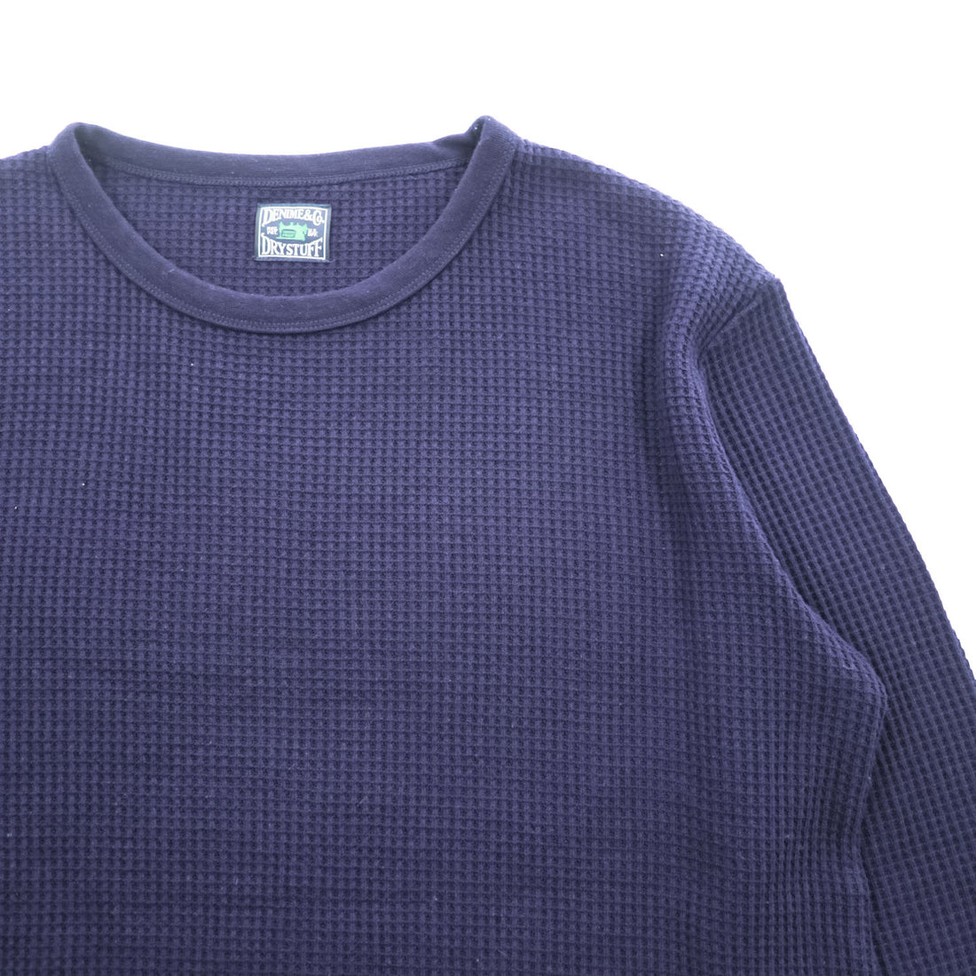 DENIME サーマル ワッフル カットソー 長袖 ロングスリーブ Tシャツ ロンT L ネイビー DRY STUFF  ラウンドカット