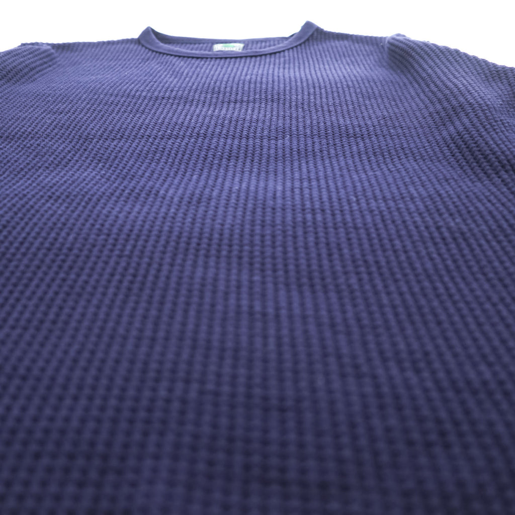 DENIME サーマル ワッフル カットソー 長袖 ロングスリーブ Tシャツ ロンT L ネイビー DRY STUFF  ラウンドカット