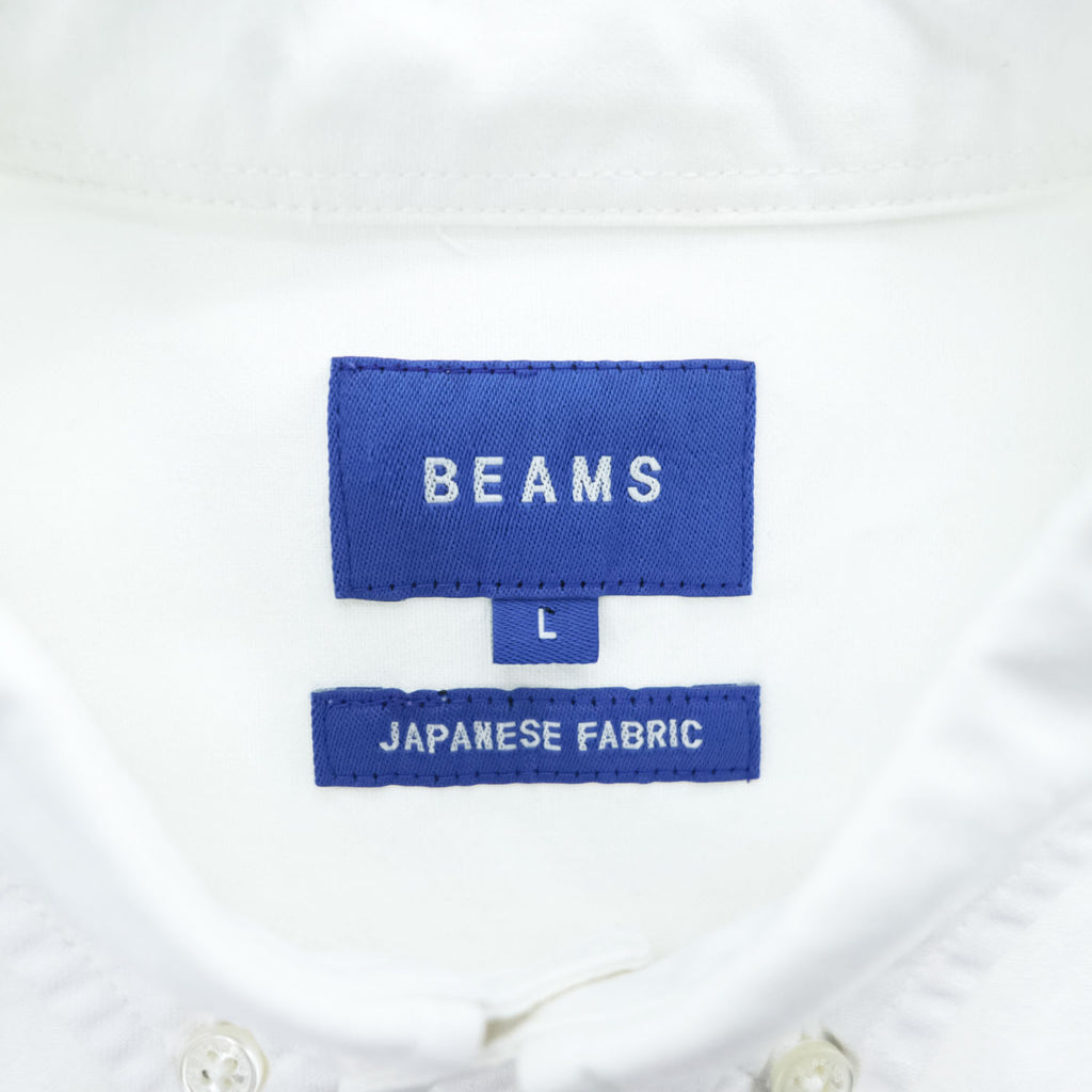 BEAMS 長袖 オックスフォードシャツ L ホワイト ビッグサイズ JAPANESE FABRIC 胸ポケット 11-11-5185-301
