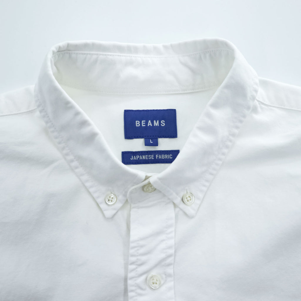 BEAMS 長袖 オックスフォードシャツ L ホワイト ビッグサイズ JAPANESE FABRIC 胸ポケット 11-11-5185-301