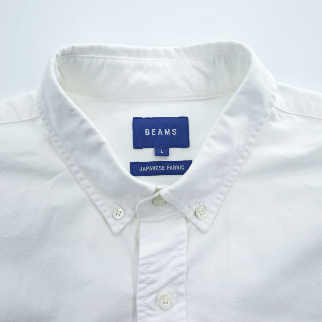 BEAMS 長袖 オックスフォードシャツ L ホワイト ビッグサイズ JAPANESE FABRIC 胸ポケット 11-11-5185-301