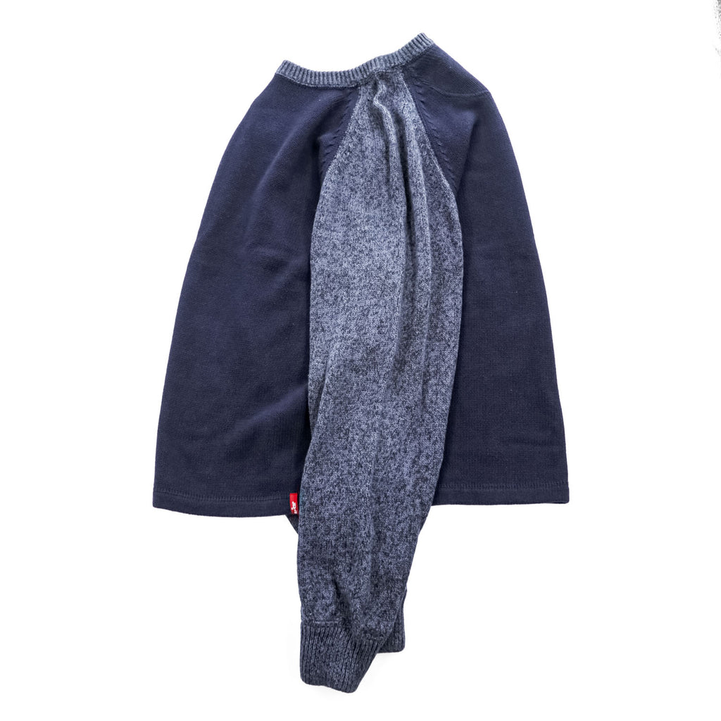 Levi's 00年代 ラグラン コットンニット セーター L グレー ネイビー バイカラー