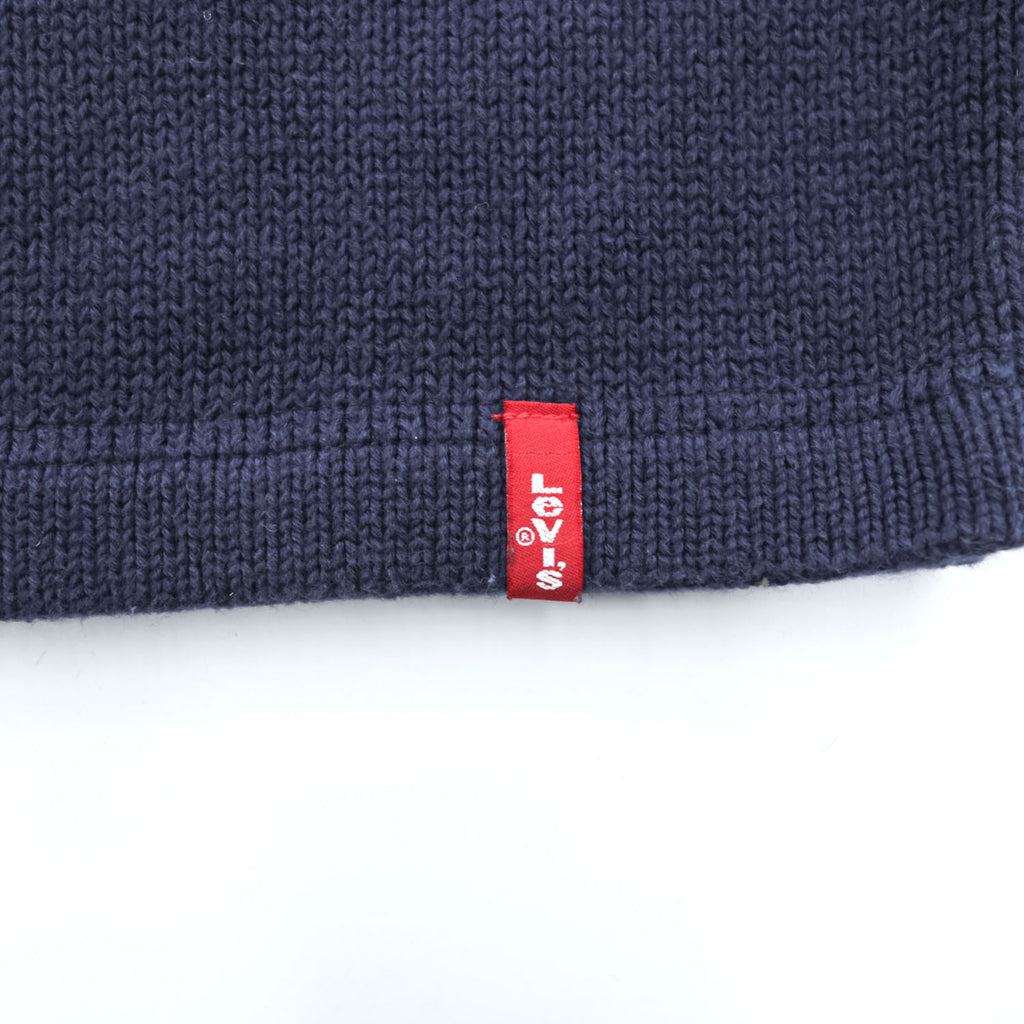 Levi's 00年代 ラグラン コットンニット セーター L グレー ネイビー バイカラー