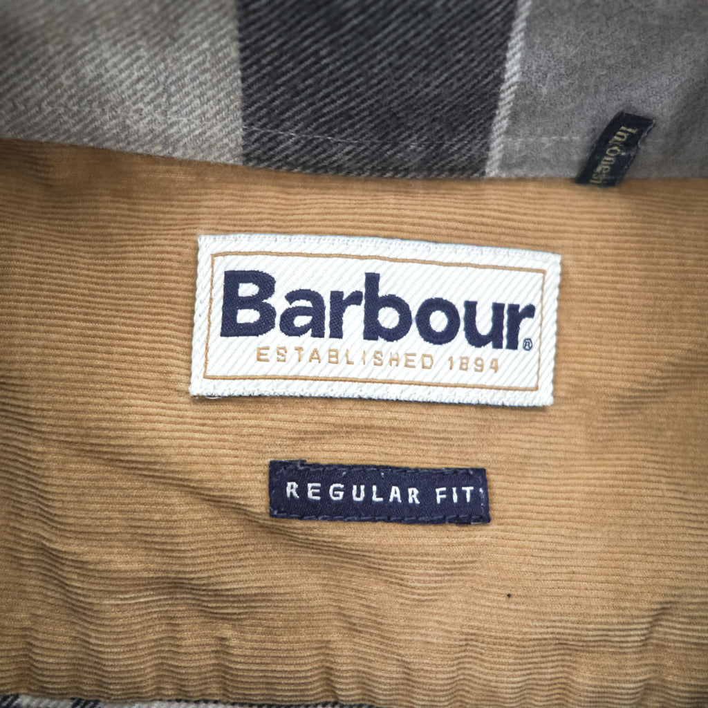 Barbour 長袖 チェックシャツ XL グレー ベージュ REGULAR FIT ボタンダウン 胸ポケット