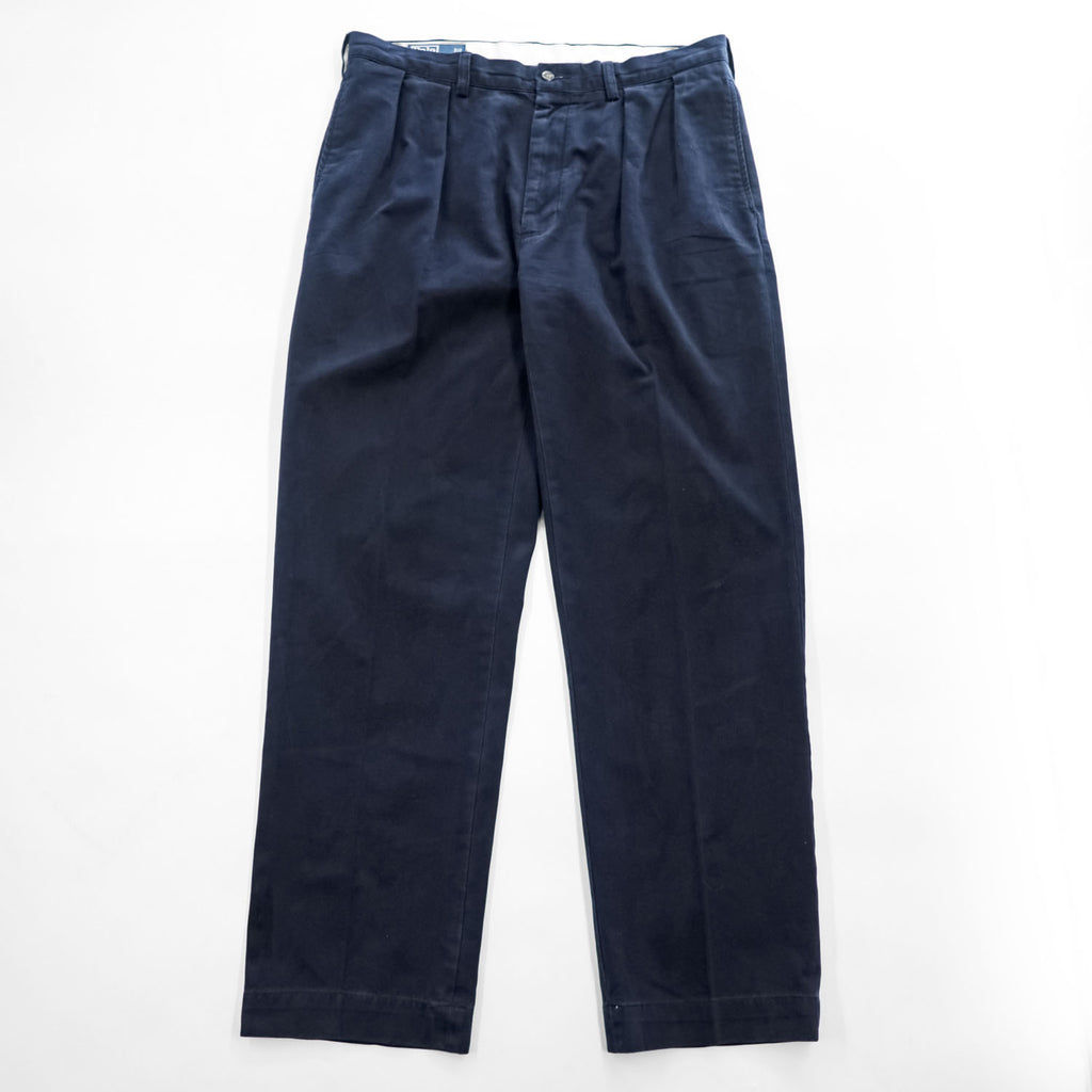 Polo Ralph Lauren 90年代 2タック チノパンツ ETHAN PANT ポロチノ L ネイビー プリーツ