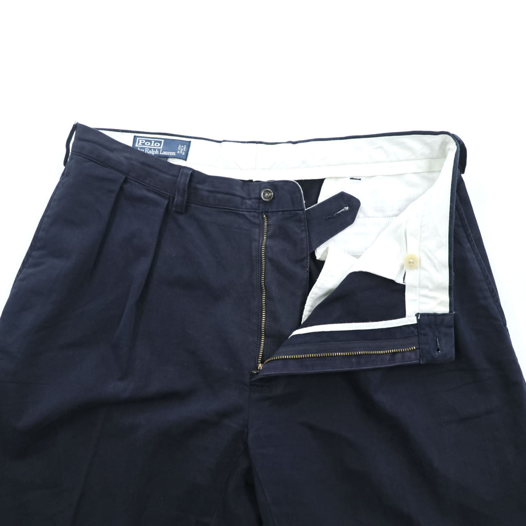 Polo Ralph Lauren 90年代 2タック チノパンツ ETHAN PANT ポロチノ L ネイビー プリーツ