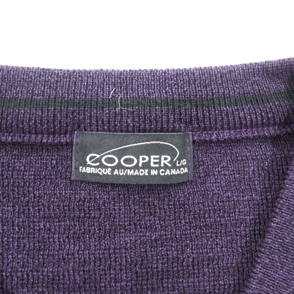 COOPER 90年代 カナダ製 ヴィンテージ Vネックニット セーター L パープル ストライプ