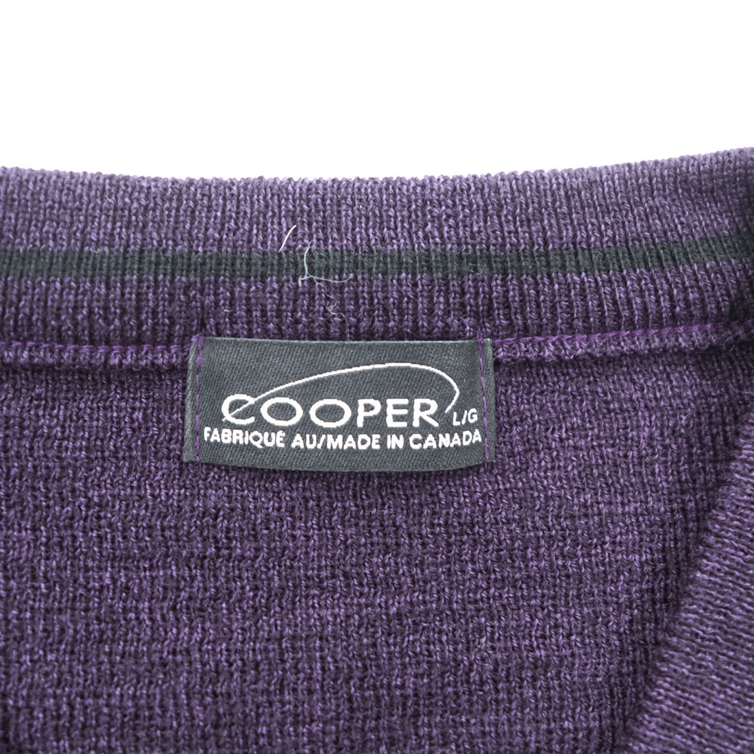 COOPER 90年代 カナダ製 ヴィンテージ Vネックニット セーター L パープル ストライプ