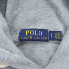 Polo Ralph Lauren フーデッド 長袖 ロングスリーブ Tシャツ パーカー L グレー ビッグポニー 鹿の子 ハーフボタン フード
