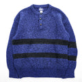 Woolrich 80年代 ヴィンテージ ヘンリーネック ニット セーター L ブルー ブラック くるみボタン