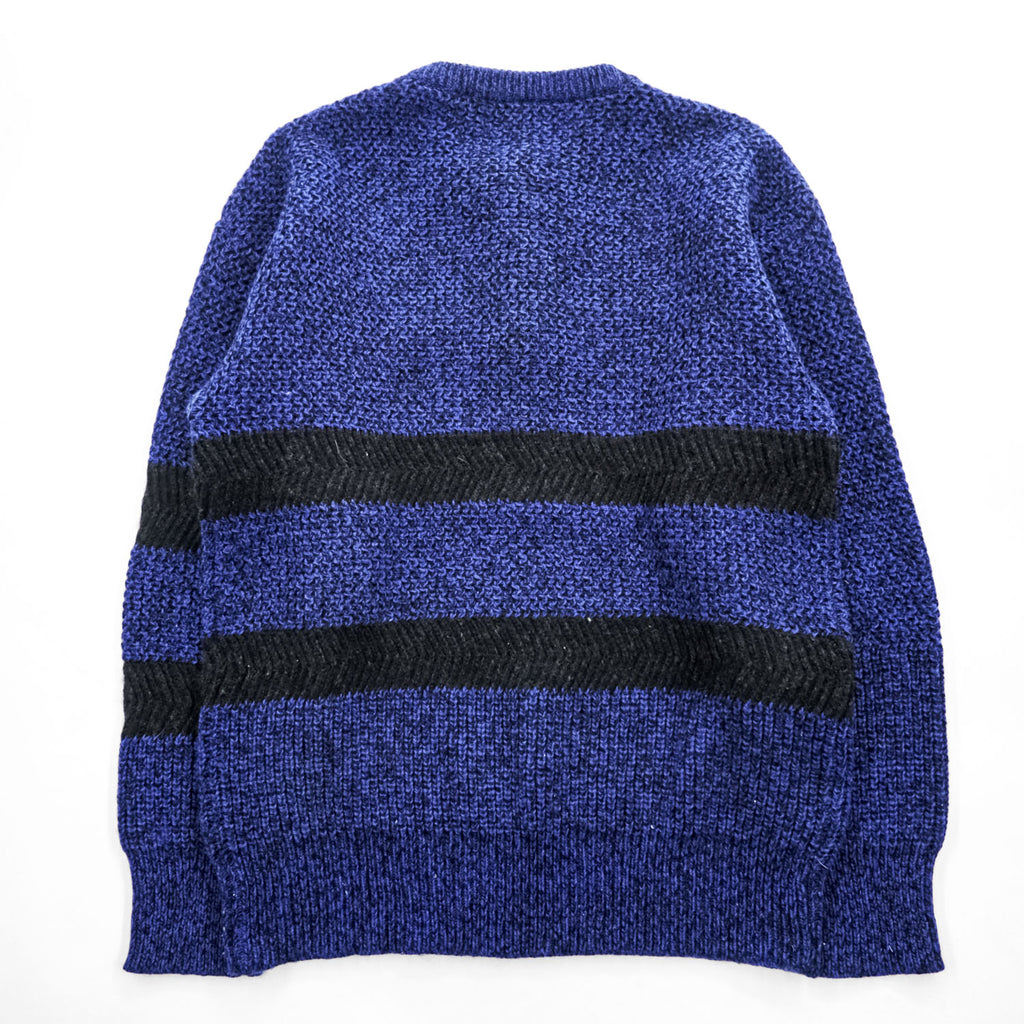 Woolrich 80年代 ヴィンテージ ヘンリーネック ニット セーター L ブルー ブラック くるみボタン