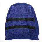Woolrich 80年代 ヴィンテージ ヘンリーネック ニット セーター L ブルー ブラック くるみボタン